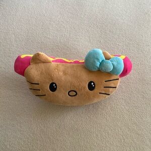Hello Kitty Pink & Brown Plush Hot Dog with Blue Bow
